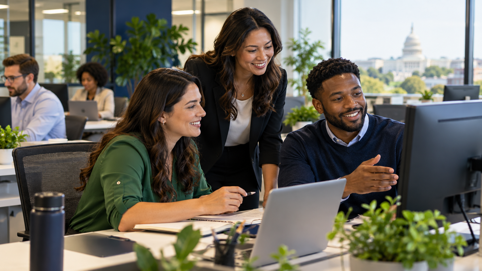 Technology professionals collaborating
